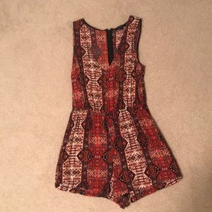 Red patterned romper